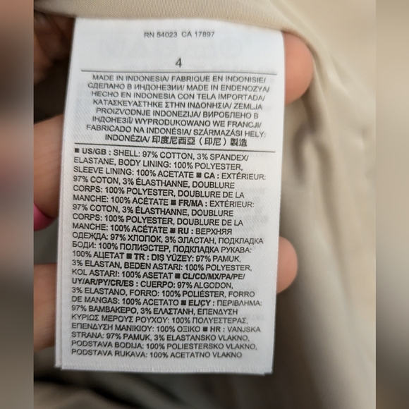 Banana Republic Women’s Cotton Blend Blazer, Khaki - Size 4 - Picture 4 of 6